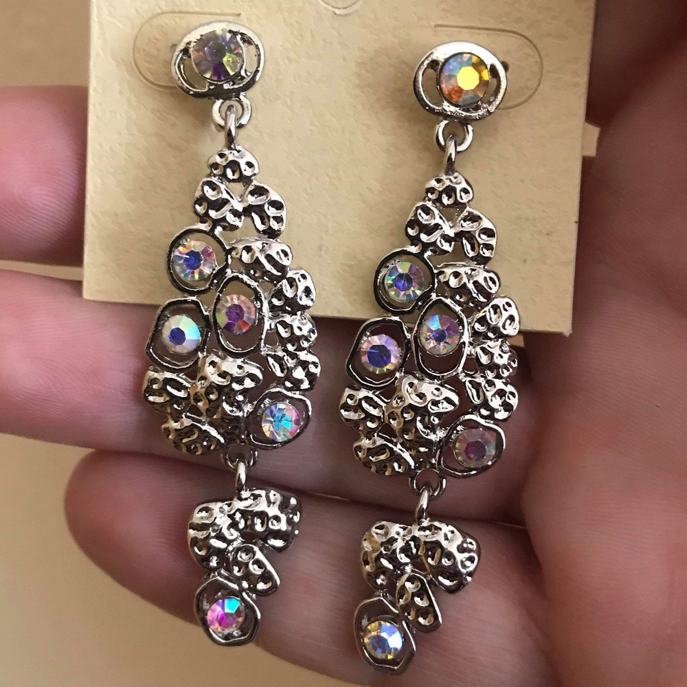 NWT- AB Crystal Chandelier Post Earrings + gift